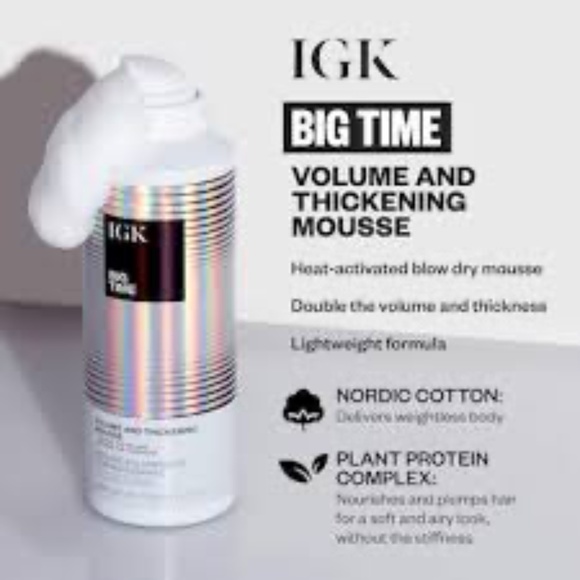 IGK BIG TIME VOLUME MOUSSE VOLUME + THICKENING MOUSSE - Picture 5 of 6